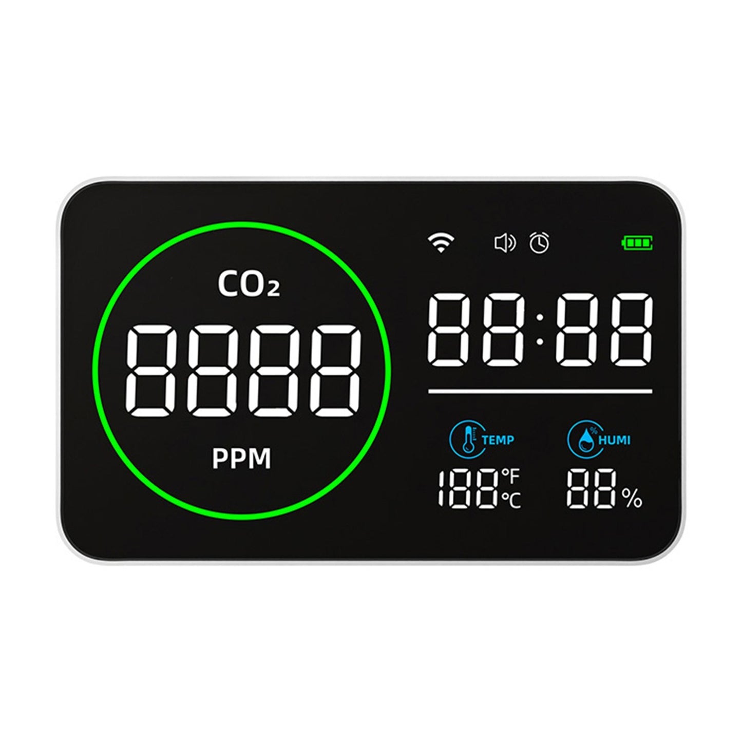 Smart WiFi 4-in-1 CO2 Detector: Portable Indoor Air Quality Monitor for Home, Car & Travel with Alarm