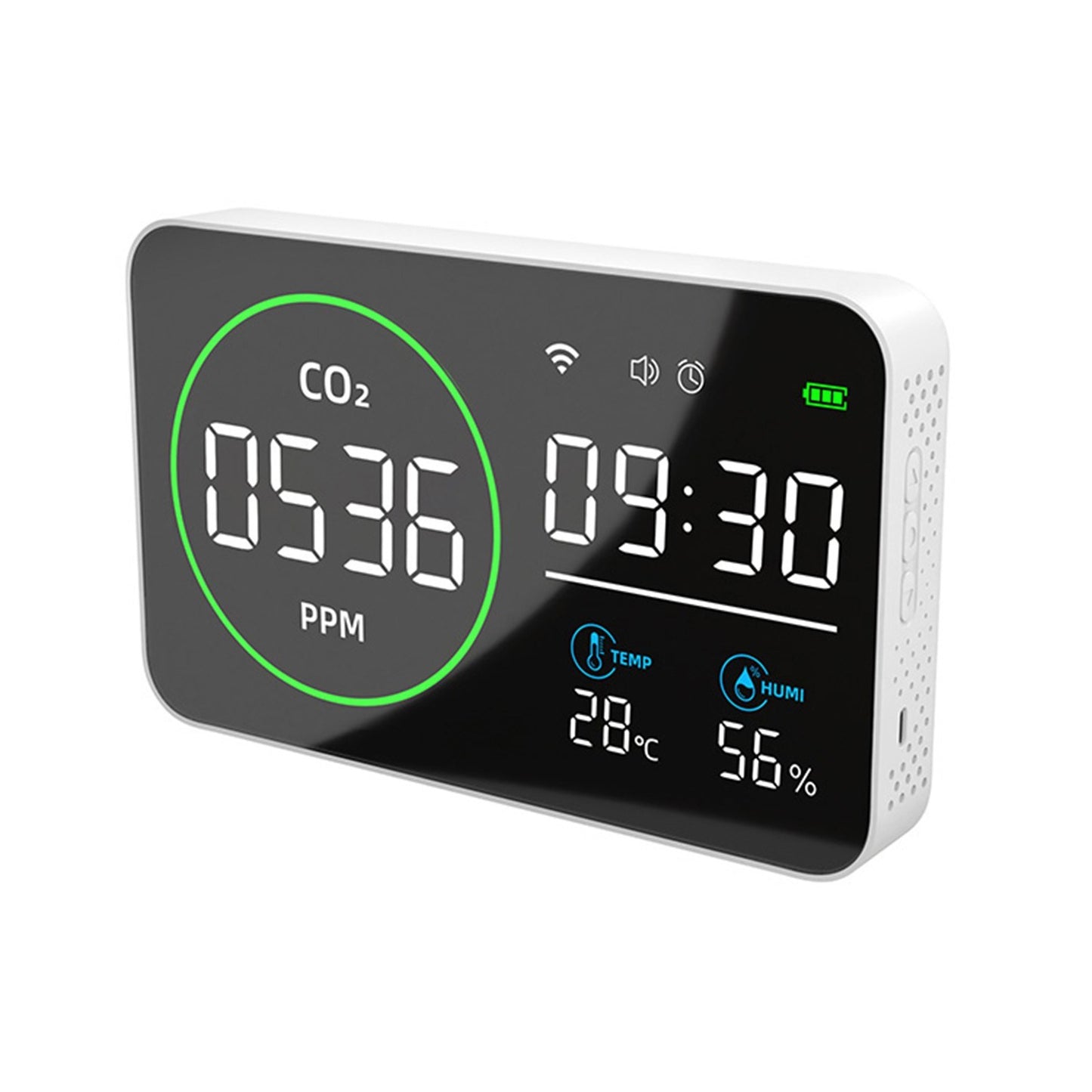 Smart WiFi 4-in-1 CO2 Detector: Portable Indoor Air Quality Monitor for Home, Car & Travel with Alarm