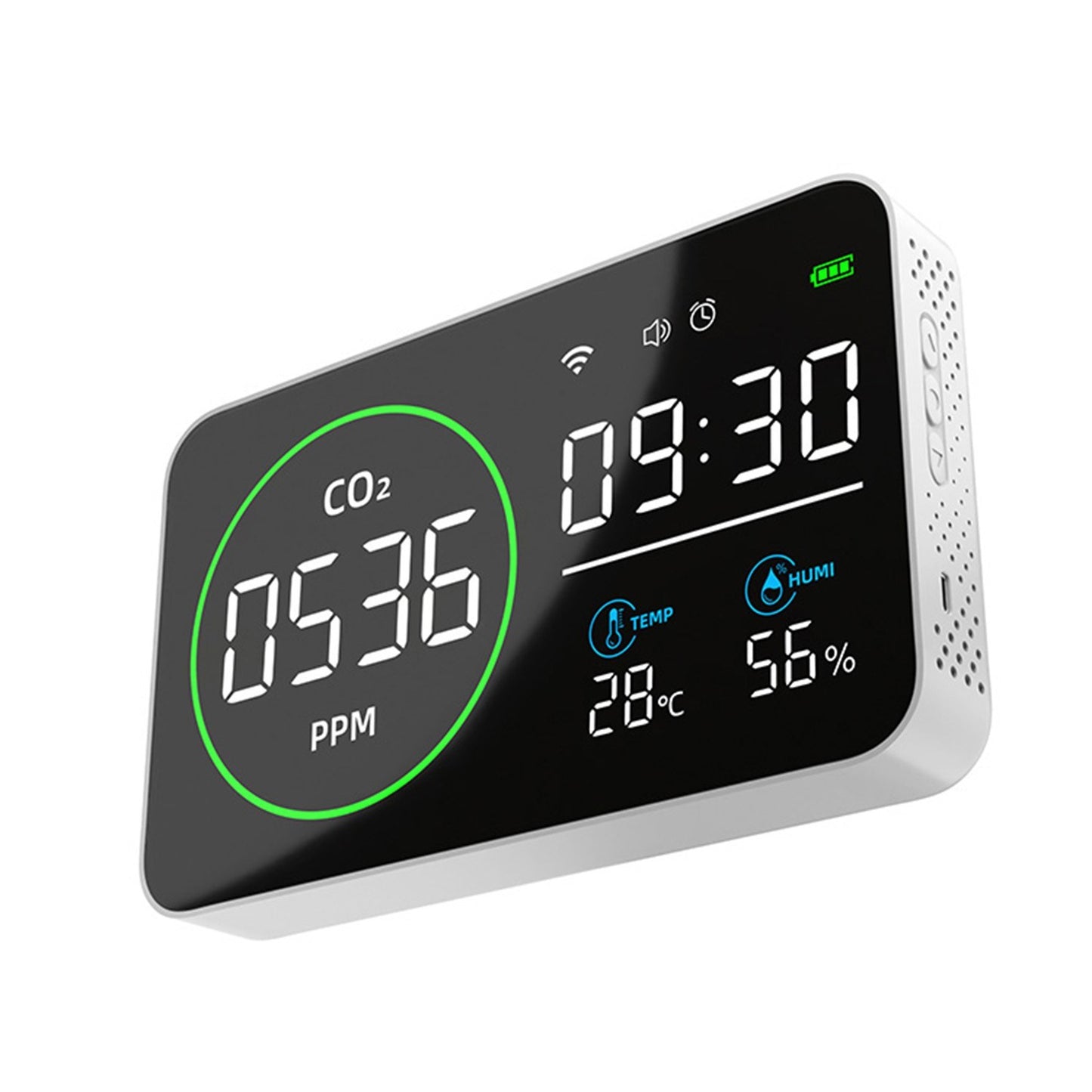 Smart WiFi 4-in-1 CO2 Detector: Portable Indoor Air Quality Monitor for Home, Car & Travel with Alarm