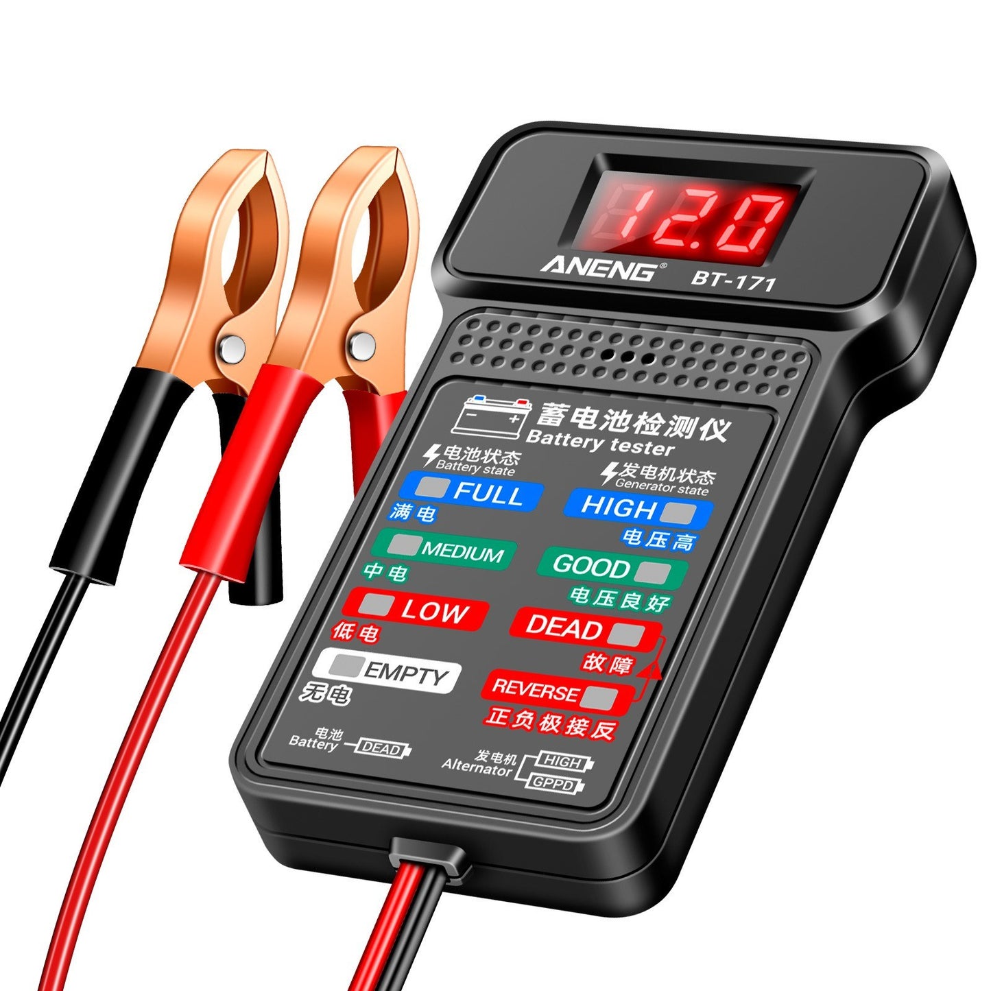 ANENG BT-171 12V Battery Tester with LED Display for Auto Repair and Electricians