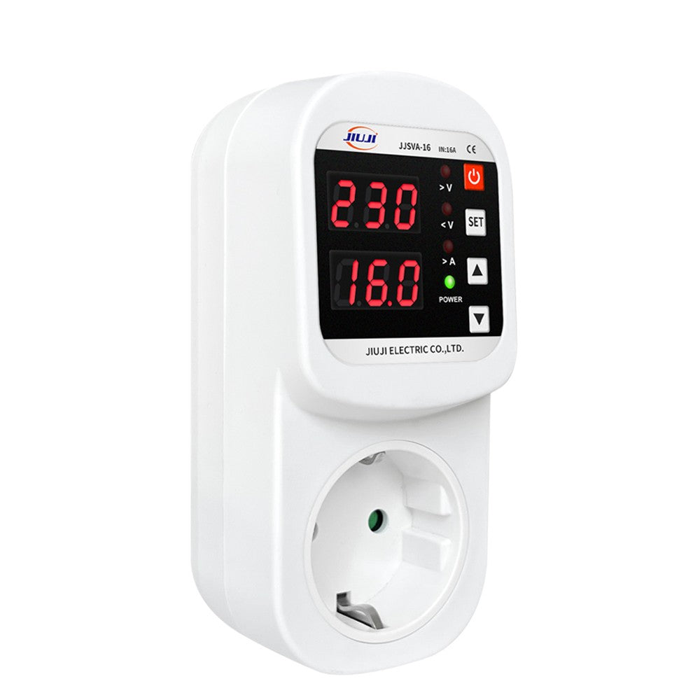 Multifunctional LED Display Voltage & Current Protector Socket with Auto Reset for Refrigerators