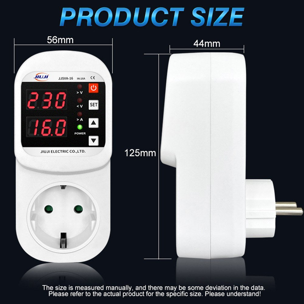 Multifunctional LED Display Voltage & Current Protector Socket with Auto Reset for Refrigerators
