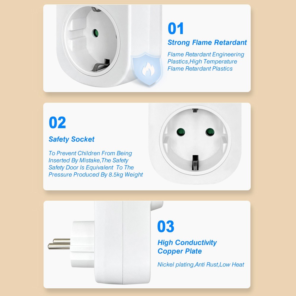 Multifunctional LED Display Voltage & Current Protector Socket with Auto Reset for Refrigerators