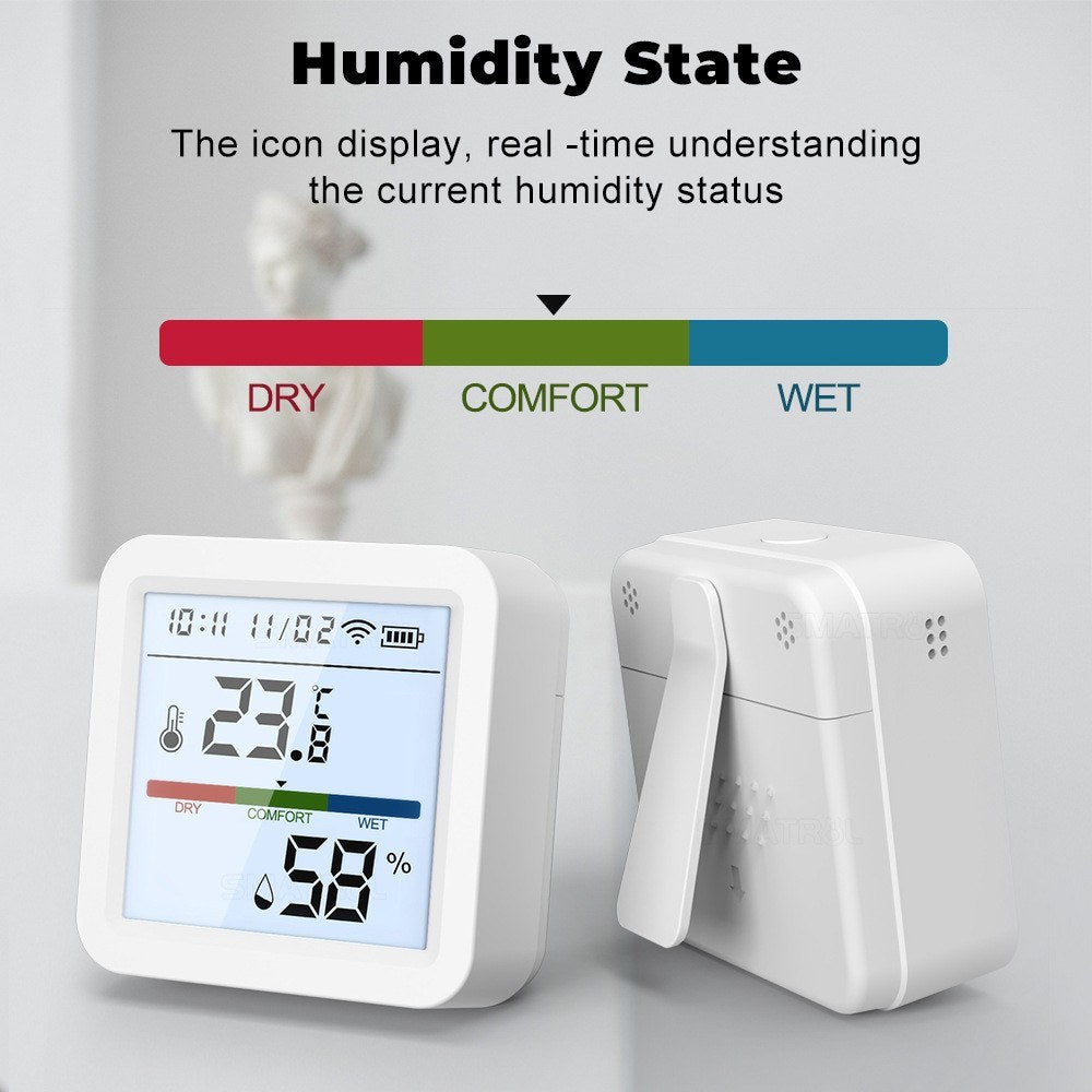 Tuya ZigBee Smart Temperature & Humidity Monitor with LCD, App Control, Alexa & Google Home Compatible