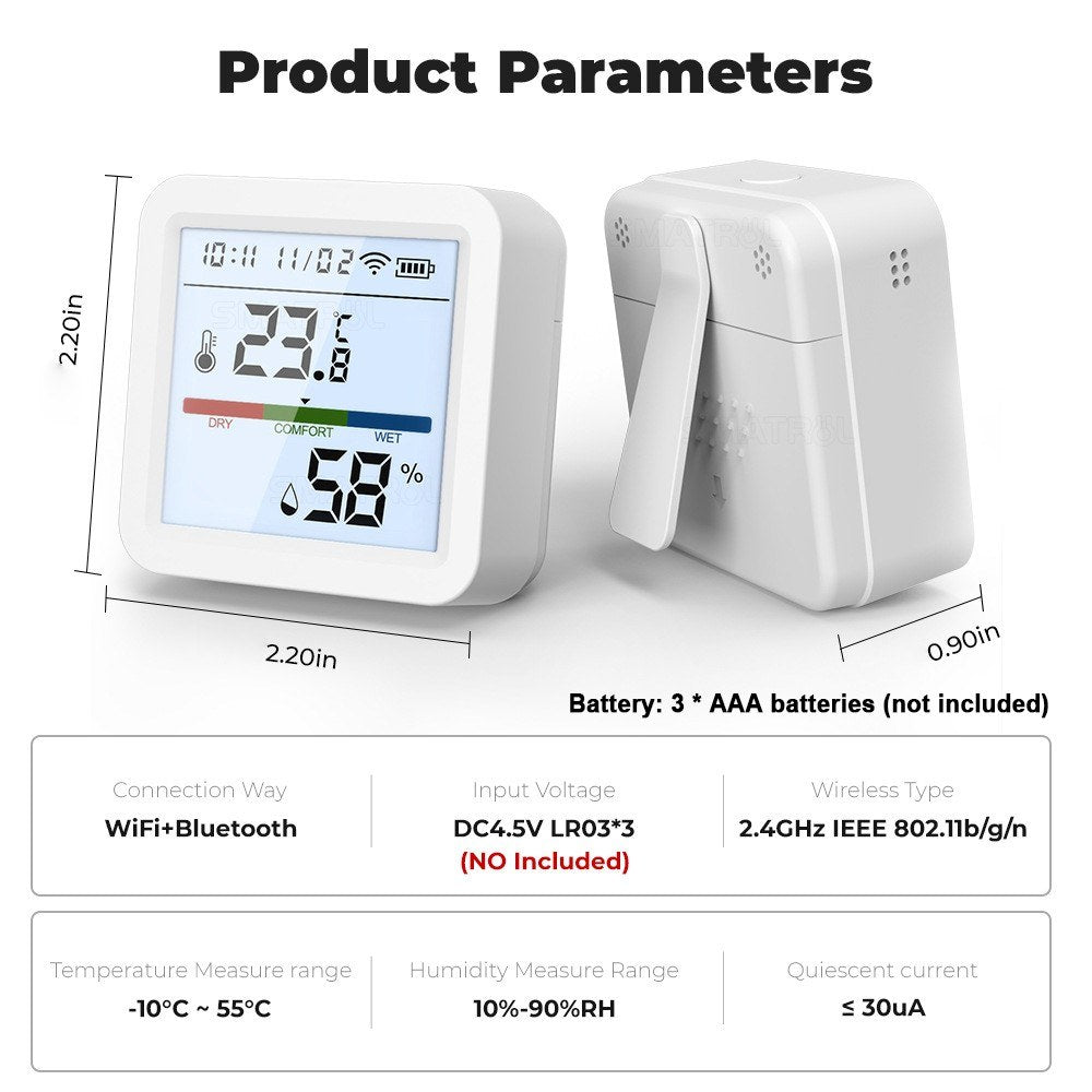Tuya ZigBee Smart Temperature & Humidity Monitor with LCD, App Control, Alexa & Google Home Compatible
