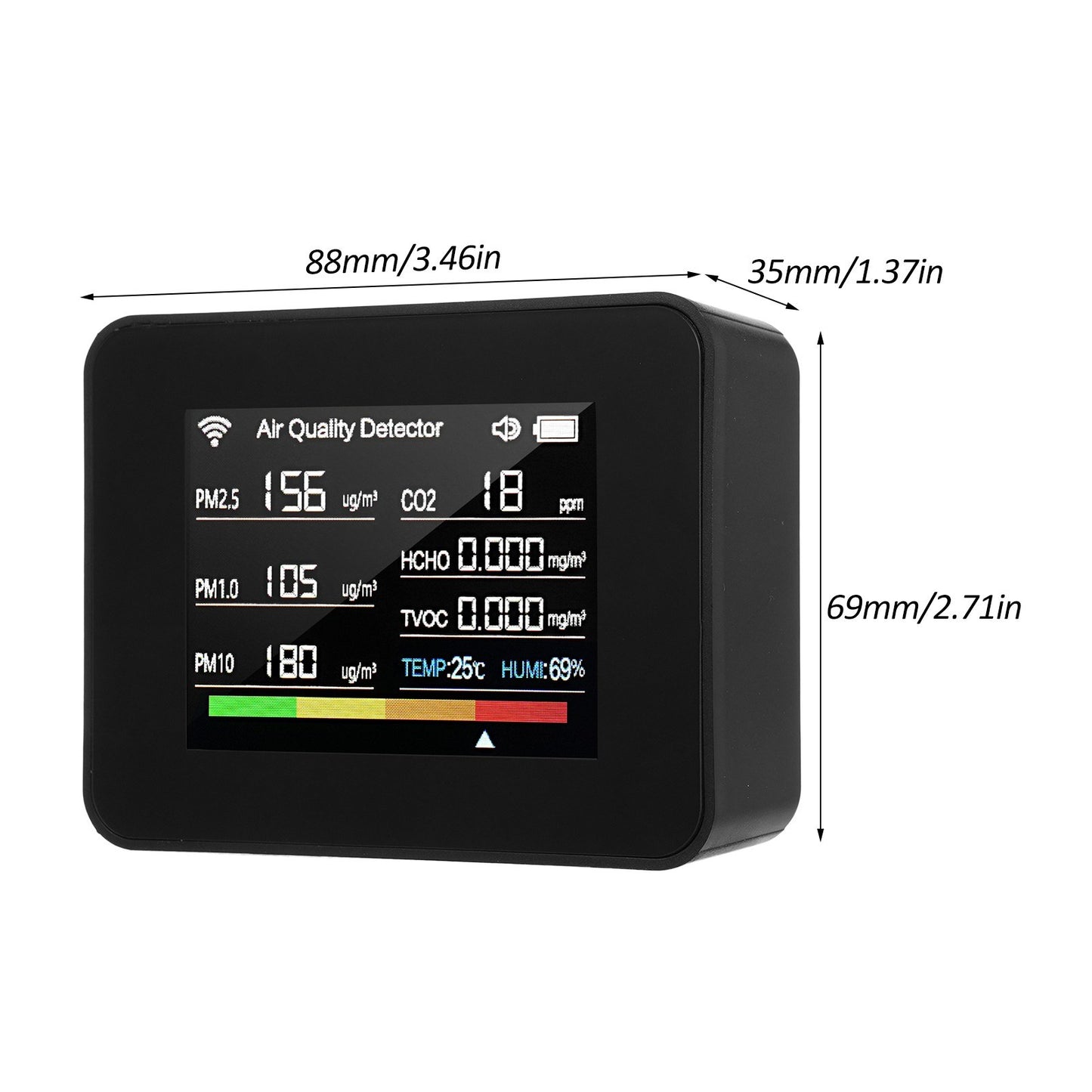 Tuya 13-in-1 WiFi Indoor Air Quality Monitor: CO₂, TVOC, HCHO, PM2.5, PM1.0, PM10, Humidity & Temperature Detector with Alarm & Timer for Home, Office, School, Hotel