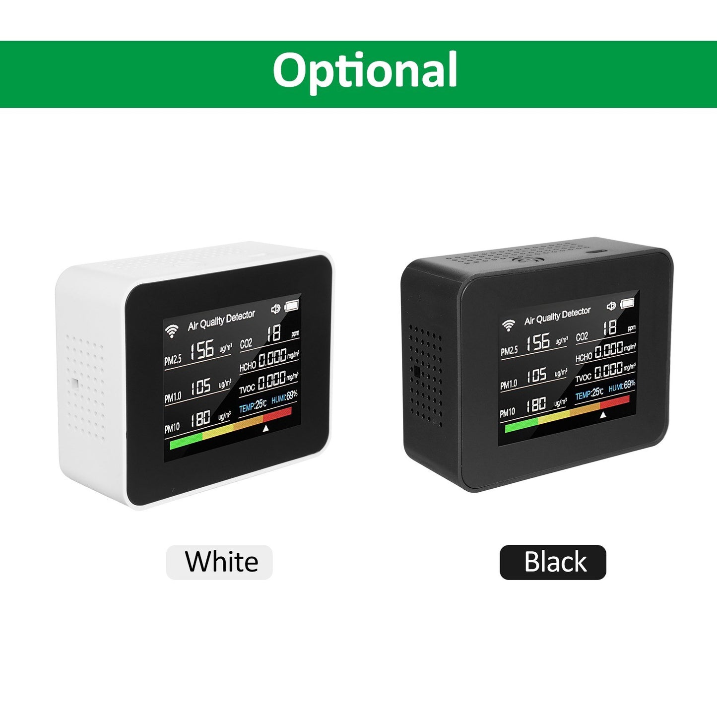 Tuya 13-in-1 WiFi Indoor Air Quality Monitor: CO₂, TVOC, HCHO, PM2.5, PM1.0, PM10, Humidity & Temperature Detector with Alarm & Timer for Home, Office, School, Hotel