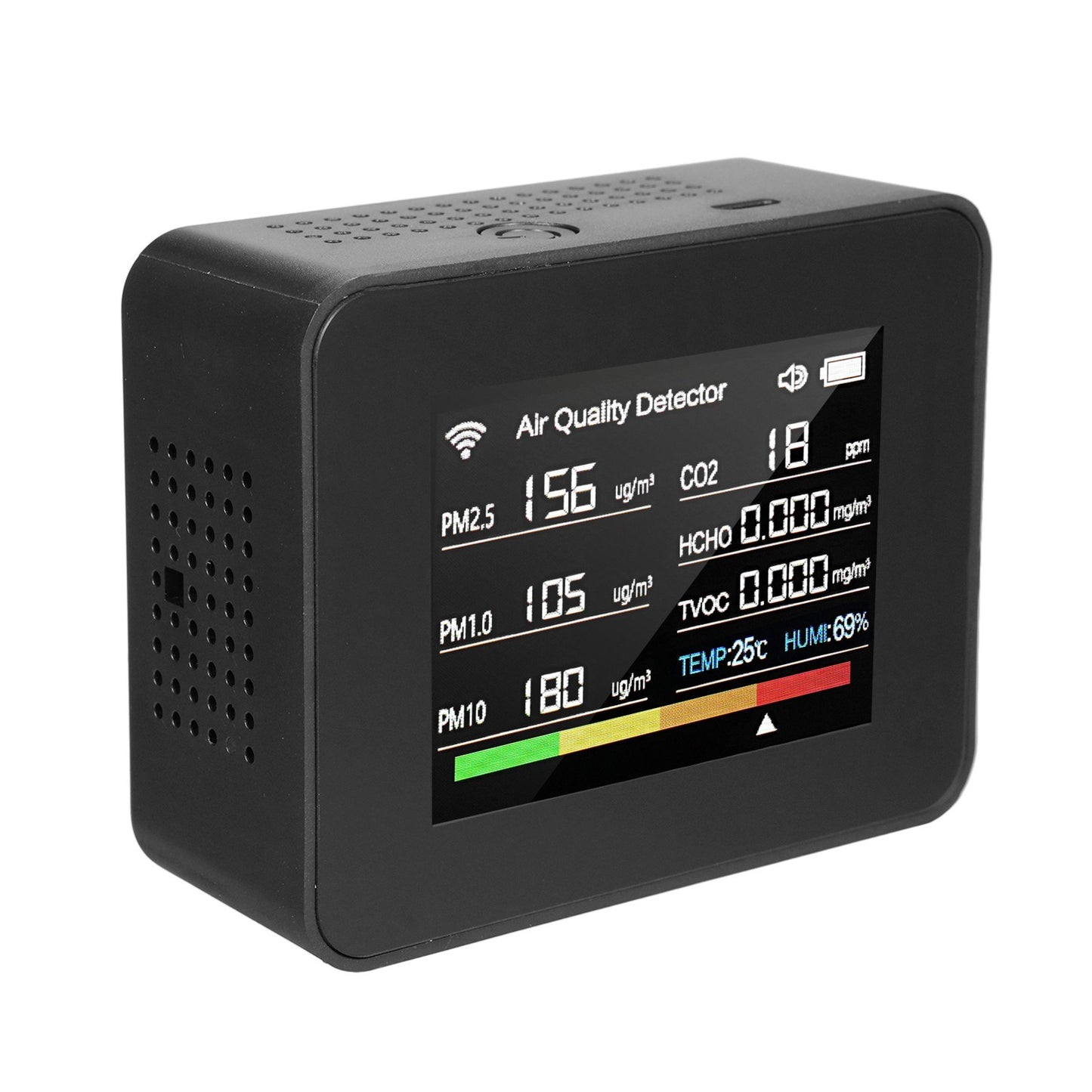 Tuya 13-in-1 WiFi Indoor Air Quality Monitor: CO₂, TVOC, HCHO, PM2.5, PM1.0, PM10, Humidity & Temperature Detector with Alarm & Timer for Home, Office, School, Hotel