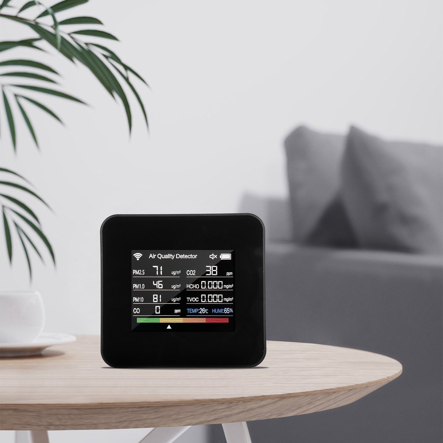 14-in-1 WiFi Indoor Air Quality Monitor with CO₂/CO/TVOC/HCHO Detection, Temperature & Humidity Sensors, 2.8-inch TFT Display, App Control & Timer Functions