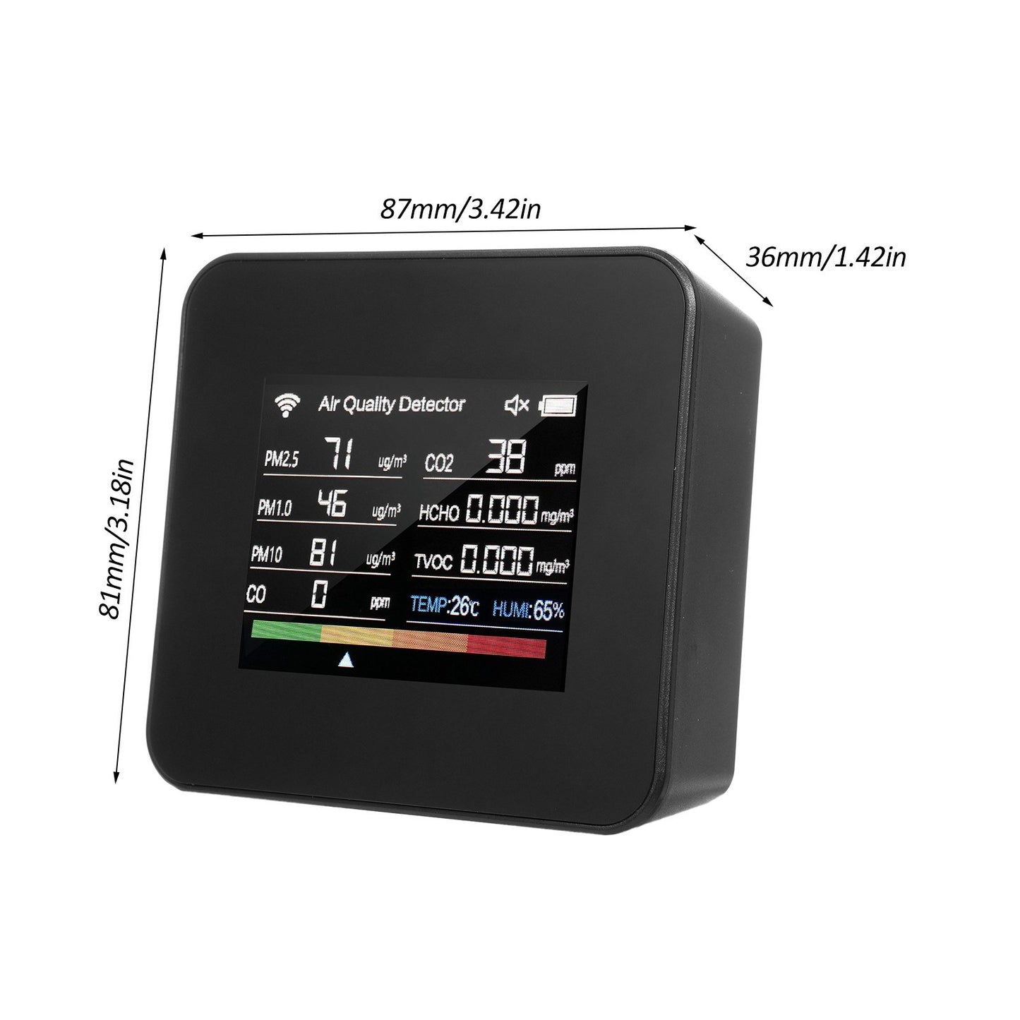 14-in-1 WiFi Indoor Air Quality Monitor with CO₂/CO/TVOC/HCHO Detection, Temperature & Humidity Sensors, 2.8-inch TFT Display, App Control & Timer Functions