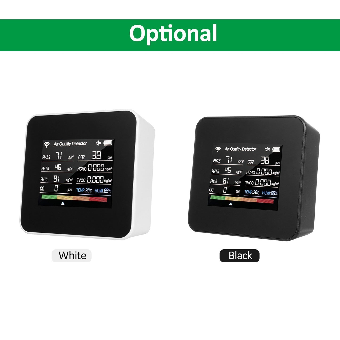 14-in-1 WiFi Indoor Air Quality Monitor with CO₂/CO/TVOC/HCHO Detection, Temperature & Humidity Sensors, 2.8-inch TFT Display, App Control & Timer Functions