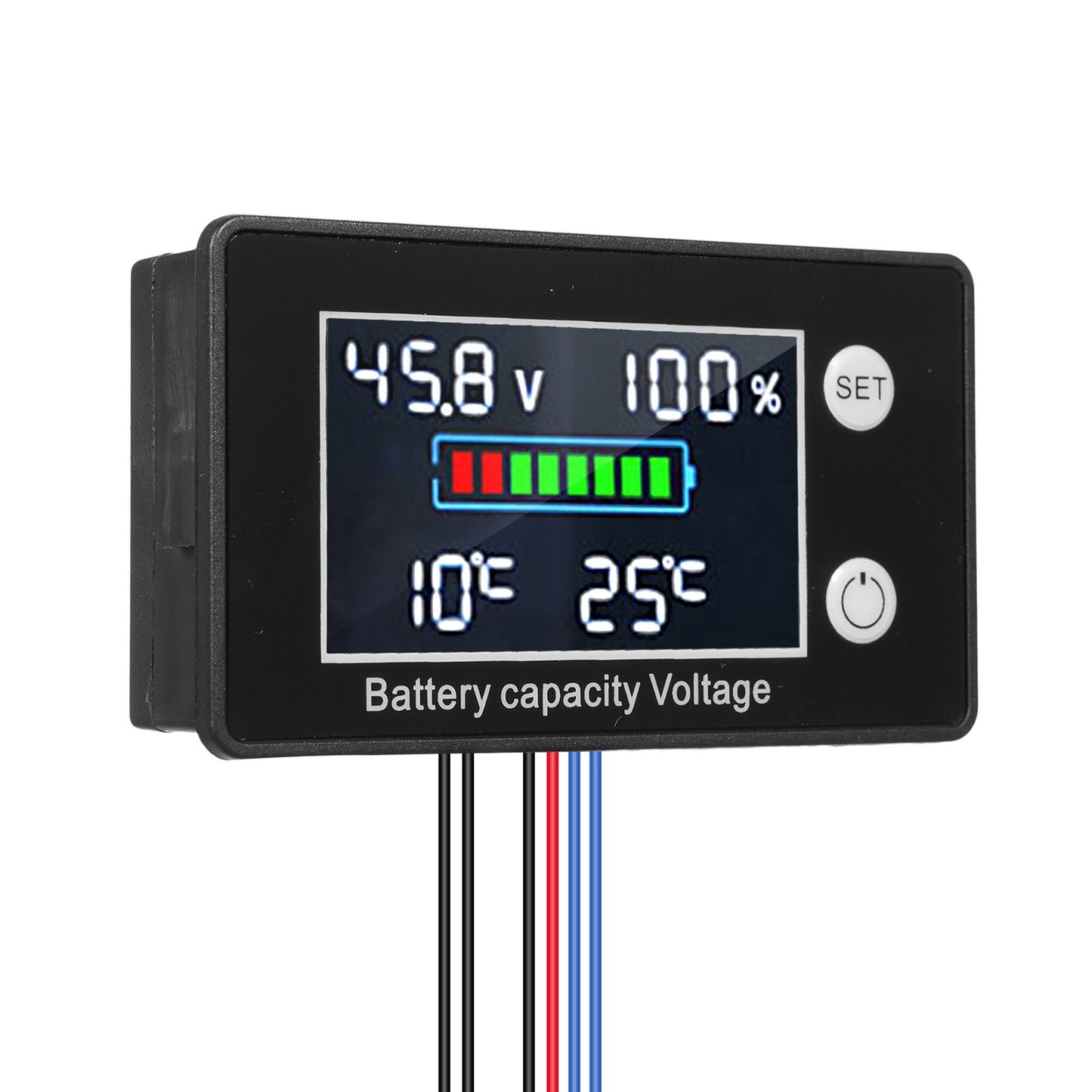 Digital Battery Capacity & Voltage Tester 9V-100V with LCD Backlight for Lithium, Lead-acid, and LiFePO4 Batteries