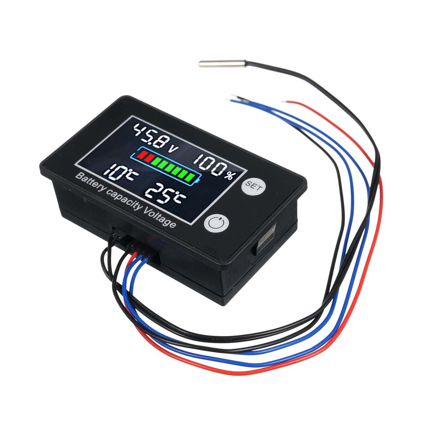 Digital Battery Capacity & Voltage Tester 9V-100V with LCD Backlight for Lithium, Lead-acid, and LiFePO4 Batteries