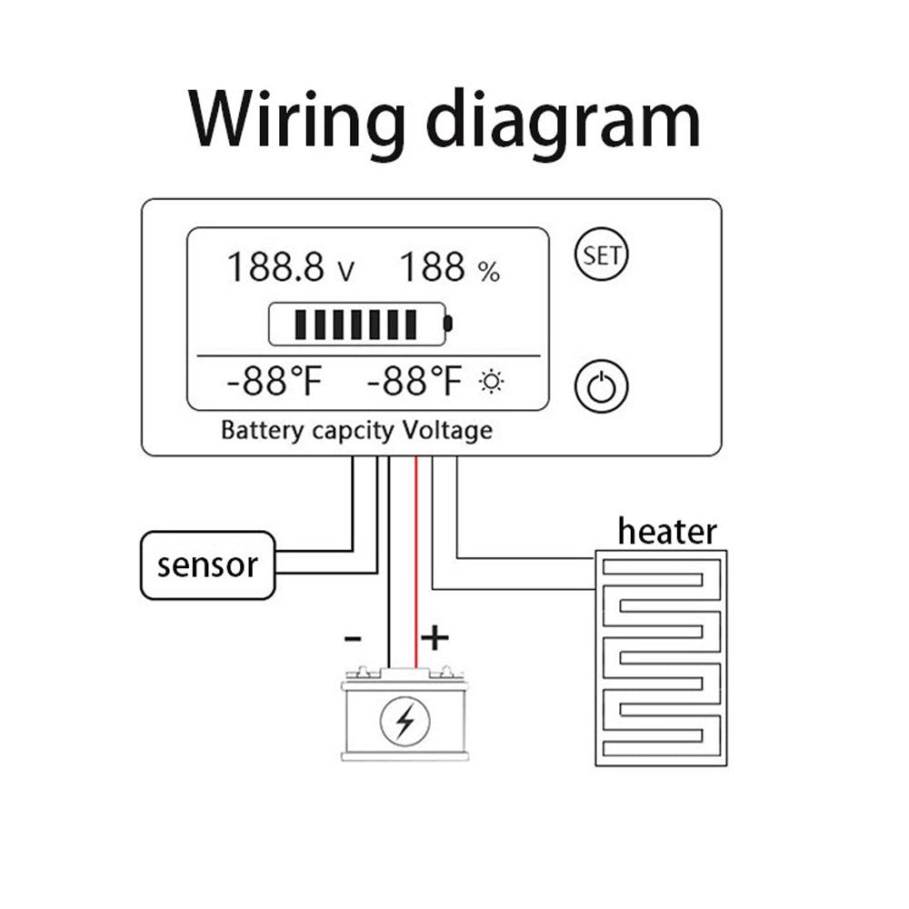 Digital Battery Capacity & Voltage Tester 9V-100V with LCD Backlight for Lithium, Lead-acid, and LiFePO4 Batteries