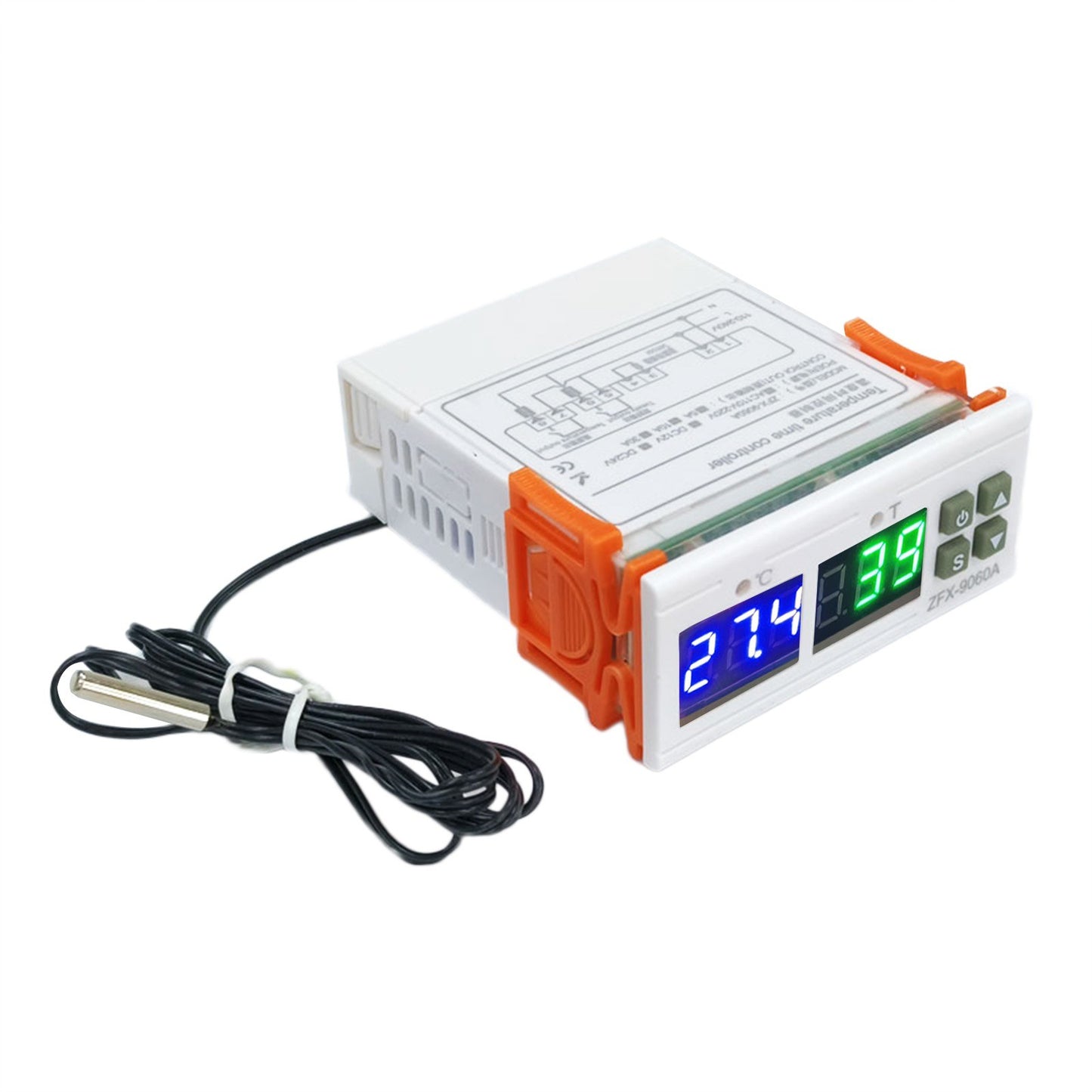 ZFX-9060A Digital Temperature Controller: Intelligent DC12V 10A Thermostat with Heating/Cooling, Temp Correction, Data Locks, High/Low Temp Alarm