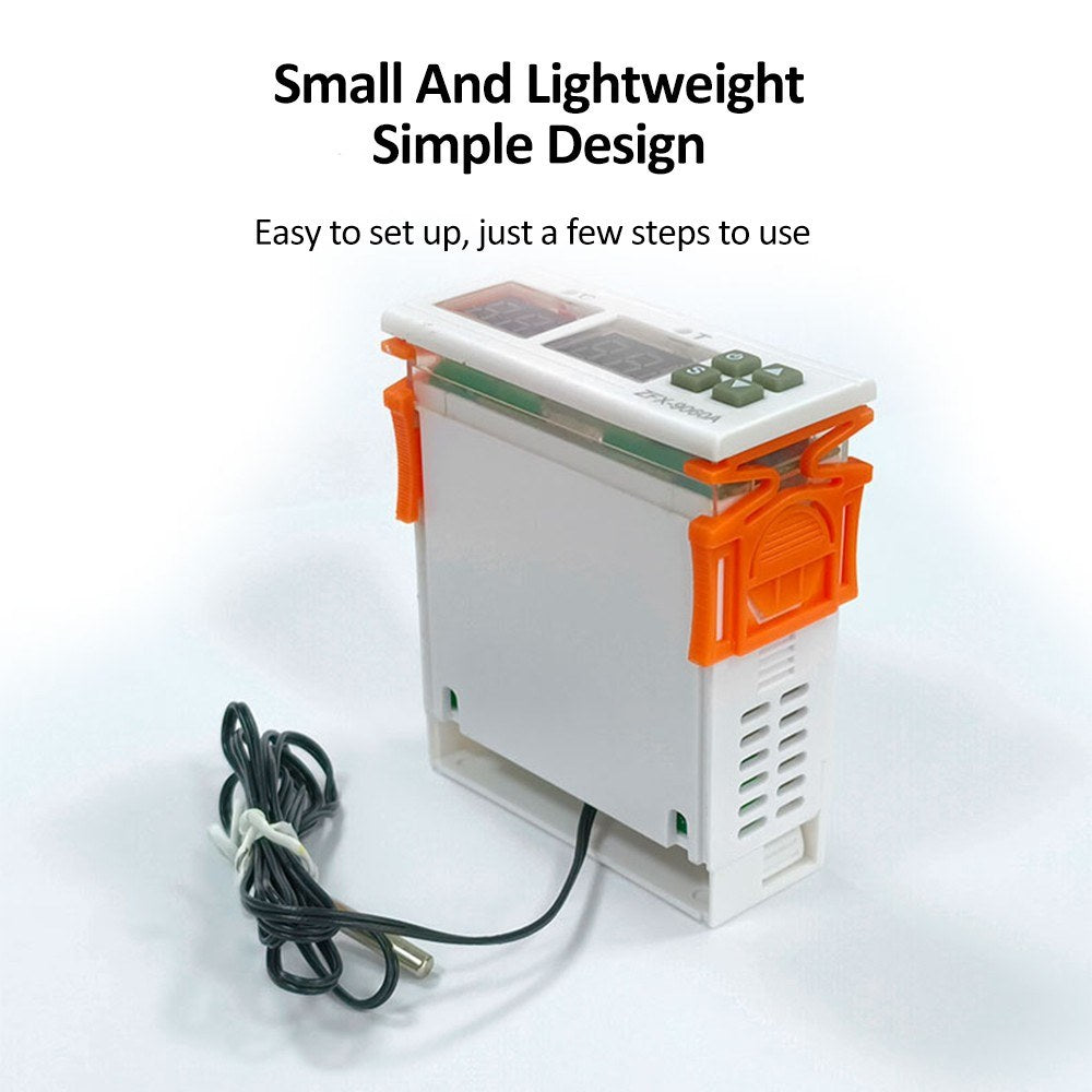 ZFX-9060A Digital Temperature Controller: Intelligent DC12V 10A Thermostat with Heating/Cooling, Temp Correction, Data Locks, High/Low Temp Alarm