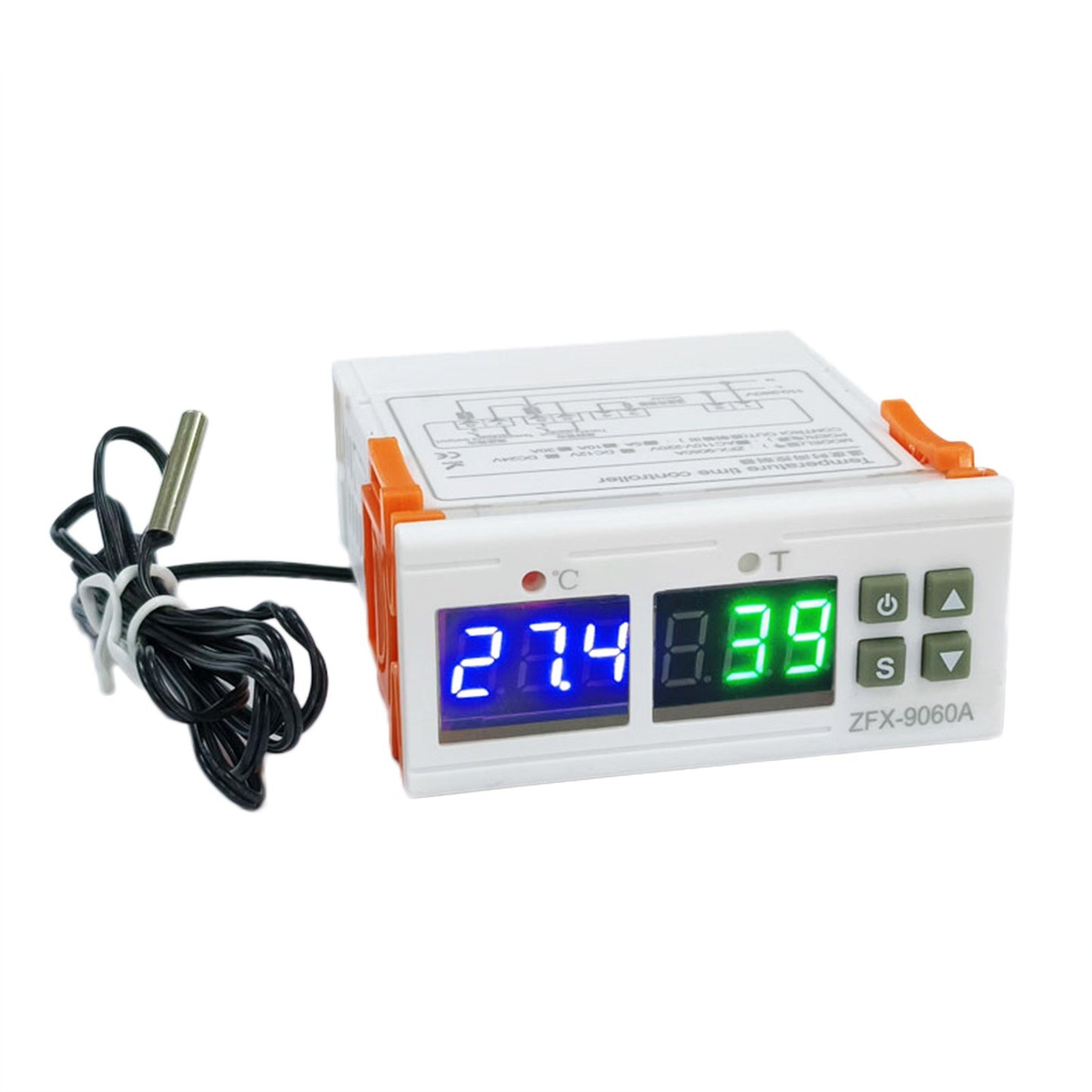 ZFX-9060A Digital Temperature Controller: Intelligent DC12V 10A Thermostat with Heating/Cooling, Temp Correction, Data Locks, High/Low Temp Alarm