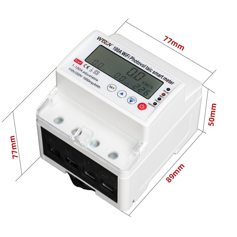 Tuya WiFi Smart Solar Meter Breaker Timer Multi-Functional Bidirectional Hour Meter for Home Electronics Remote Control