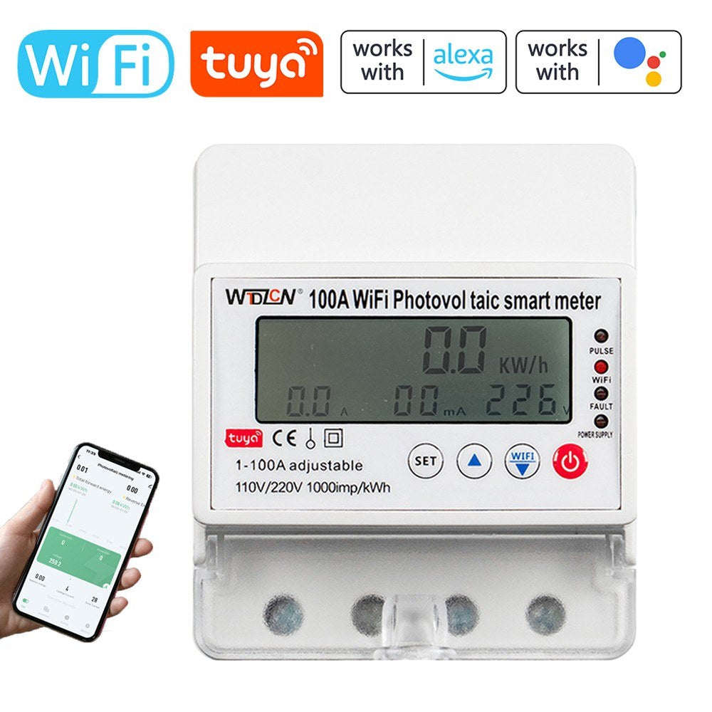 Tuya WiFi Smart Solar Meter Breaker Timer Multi-Functional Bidirectional Hour Meter for Home Electronics Remote Control