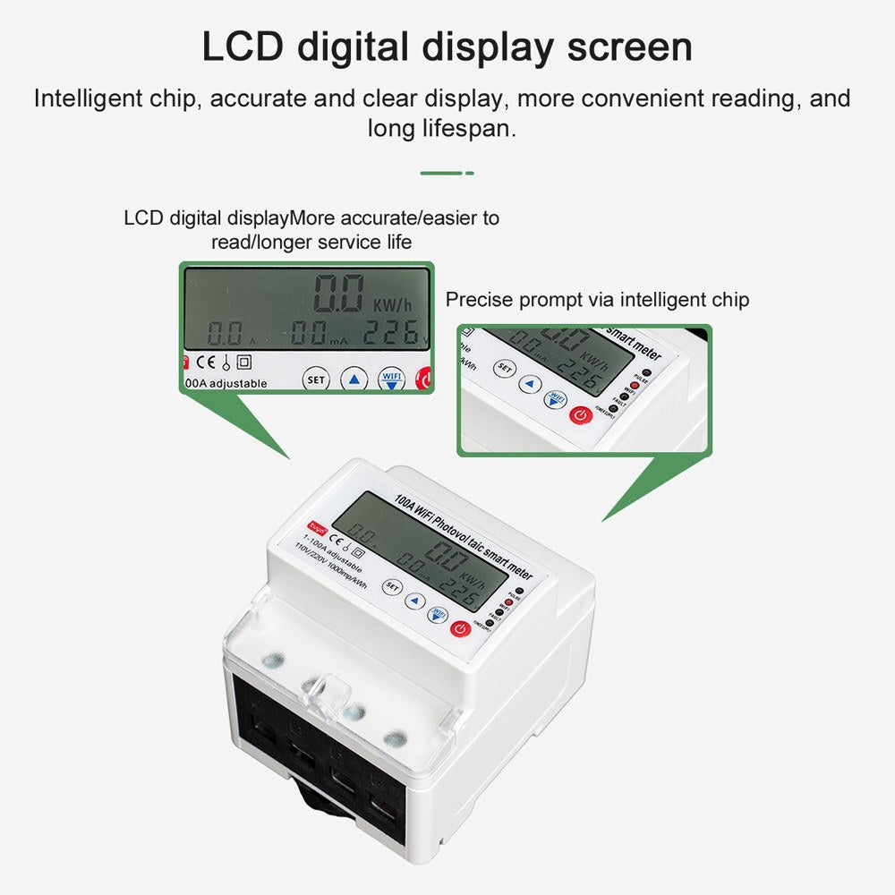 Tuya WiFi Smart Solar Meter Breaker Timer Multi-Functional Bidirectional Hour Meter for Home Electronics Remote Control
