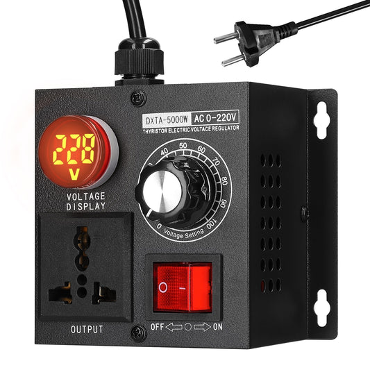 5000W Portable Stepless Voltage Regulator AC220V Monophase Controller for Temperature, Speed, and Light Adjustment