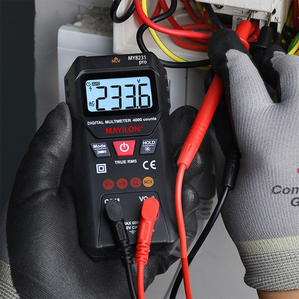 MAYILON Digital Multimeter with NCV Detection, TRMS 4000 Counts, Auto/Manual Mode, Backlit LCD, Data Hold, AC/DC Voltage & Resistance Testing
