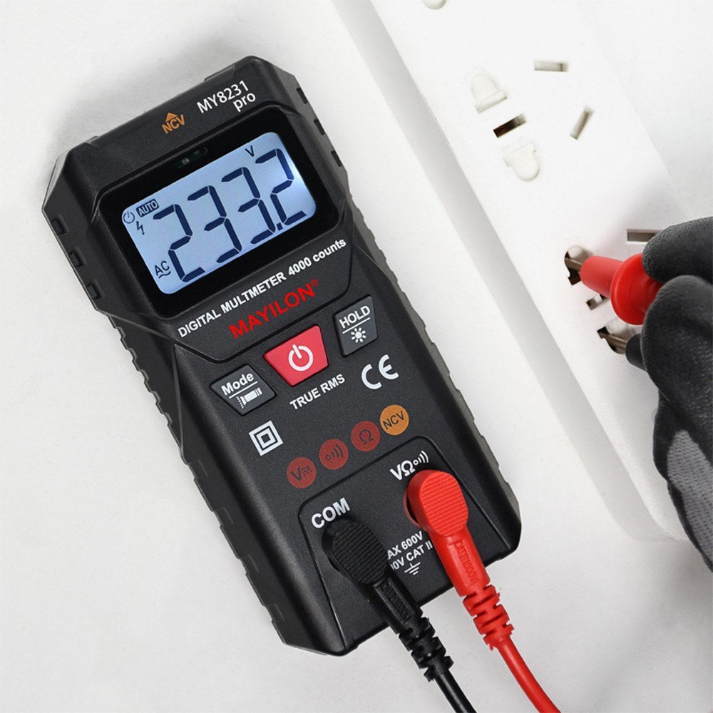MAYILON Digital Multimeter with NCV Detection, TRMS 4000 Counts, Auto/Manual Mode, Backlit LCD, Data Hold, AC/DC Voltage & Resistance Testing