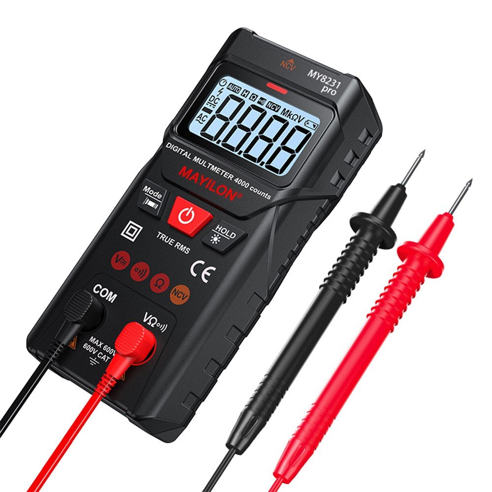 MAYILON Digital Multimeter with NCV Detection, TRMS 4000 Counts, Auto/Manual Mode, Backlit LCD, Data Hold, AC/DC Voltage & Resistance Testing