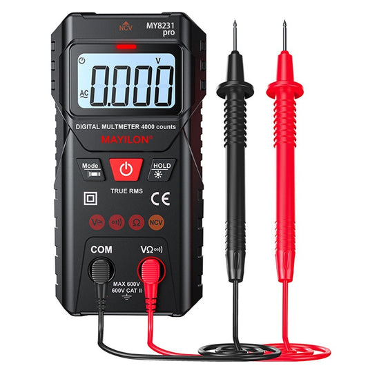 MAYILON Digital Multimeter with NCV Detection, TRMS 4000 Counts, Auto/Manual Mode, Backlit LCD, Data Hold, AC/DC Voltage & Resistance Testing