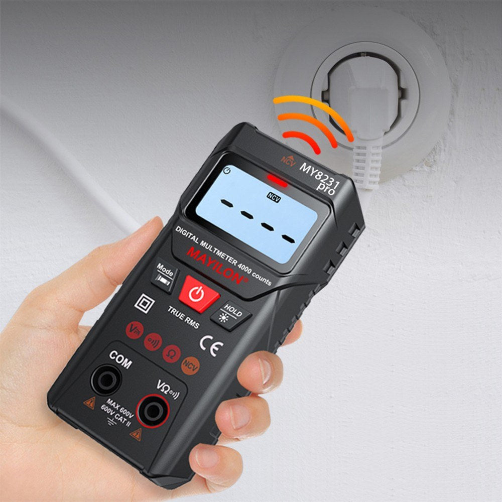 MAYILON Digital Multimeter with NCV Detection, TRMS 4000 Counts, Auto/Manual Mode, Backlit LCD, Data Hold, AC/DC Voltage & Resistance Testing