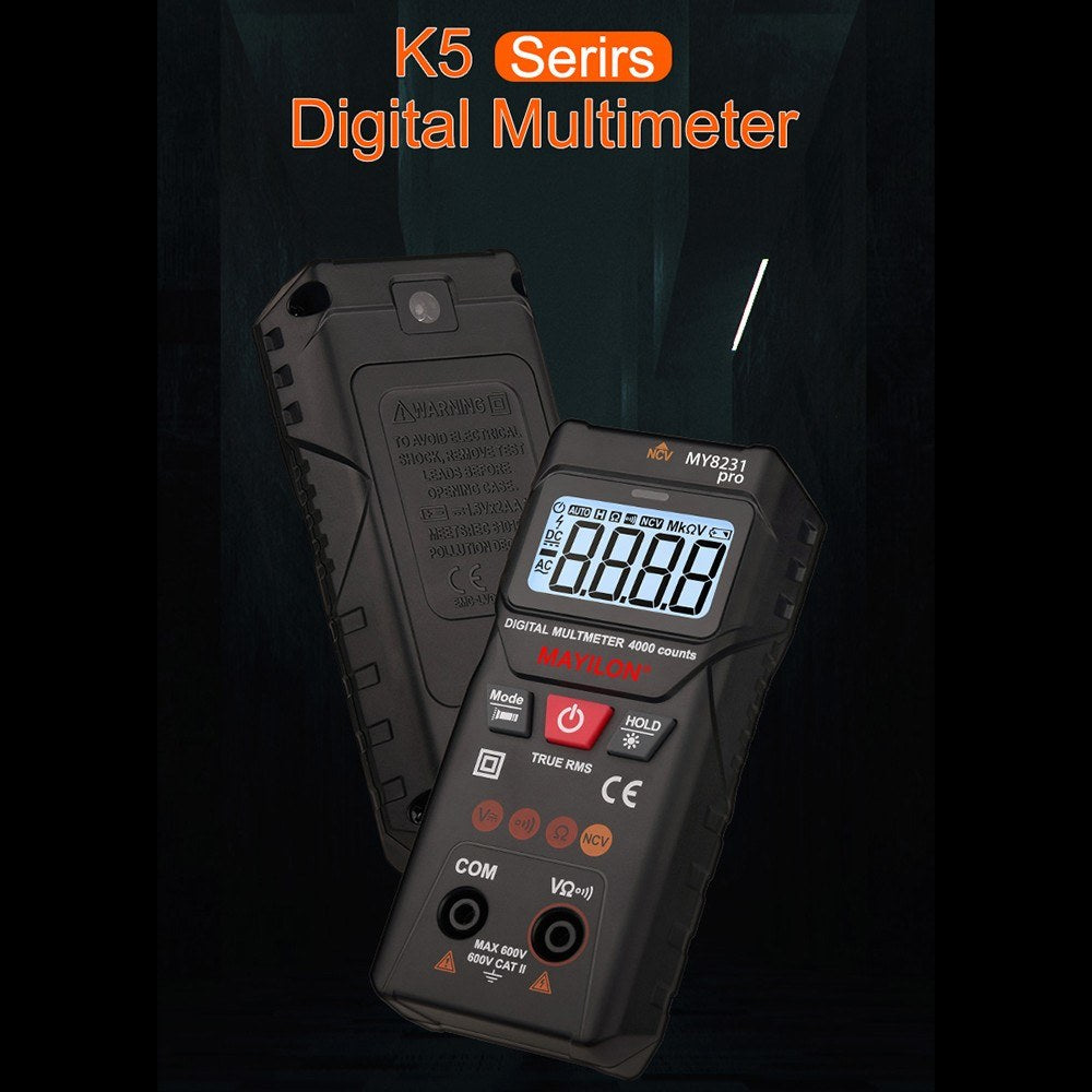 MAYILON Digital Multimeter with NCV Detection, TRMS 4000 Counts, Auto/Manual Mode, Backlit LCD, Data Hold, AC/DC Voltage & Resistance Testing