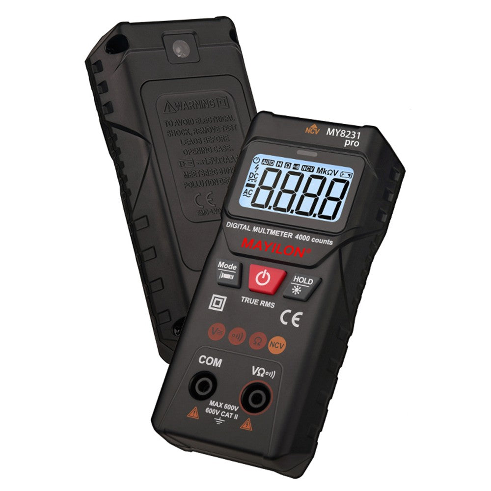 MAYILON Digital Multimeter with NCV Detection, TRMS 4000 Counts, Auto/Manual Mode, Backlit LCD, Data Hold, AC/DC Voltage & Resistance Testing