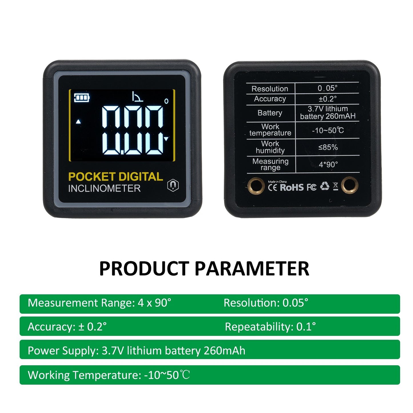 Portable Digital Inclinometer, 90° Multifunctional Protractor with LCD Backlight & Magnetic Base for Woodworking & Home Use - 2 Modes, Angle Finder & Ruler
