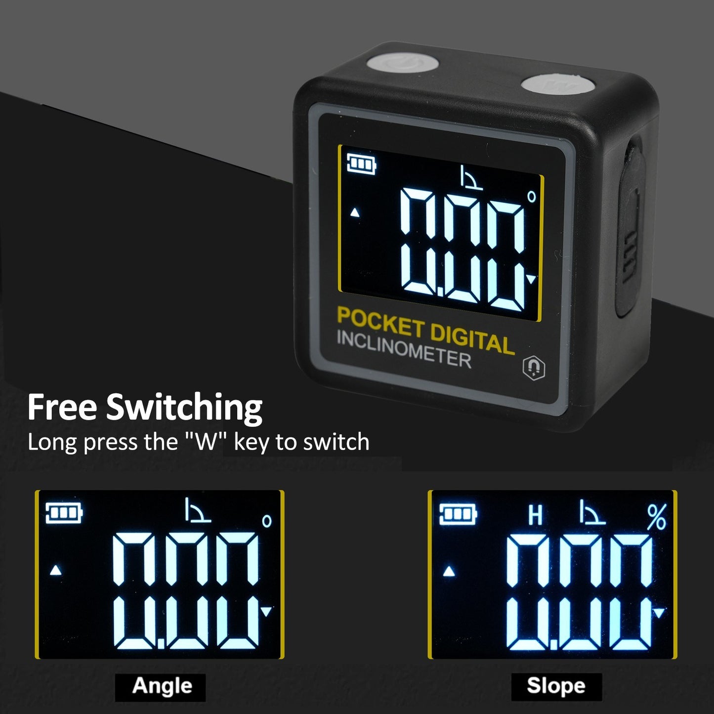 Portable Digital Inclinometer, 90° Multifunctional Protractor with LCD Backlight & Magnetic Base for Woodworking & Home Use - 2 Modes, Angle Finder & Ruler