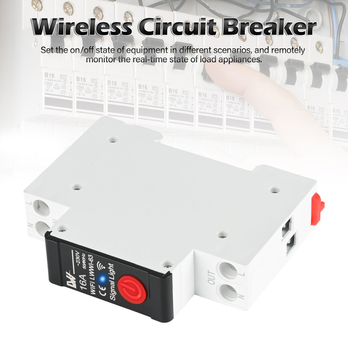 WiFi Smart Circuit Breaker with Energy Monitoring, Tuya App Remote Control, Alexa & Google Assistant Compatible, 16A