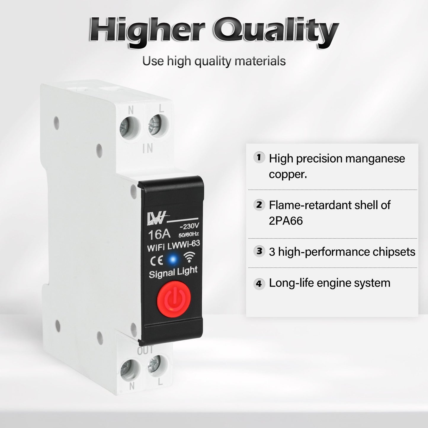 WiFi Smart Circuit Breaker with Energy Monitoring, Tuya App Remote Control, Alexa & Google Assistant Compatible, 16A