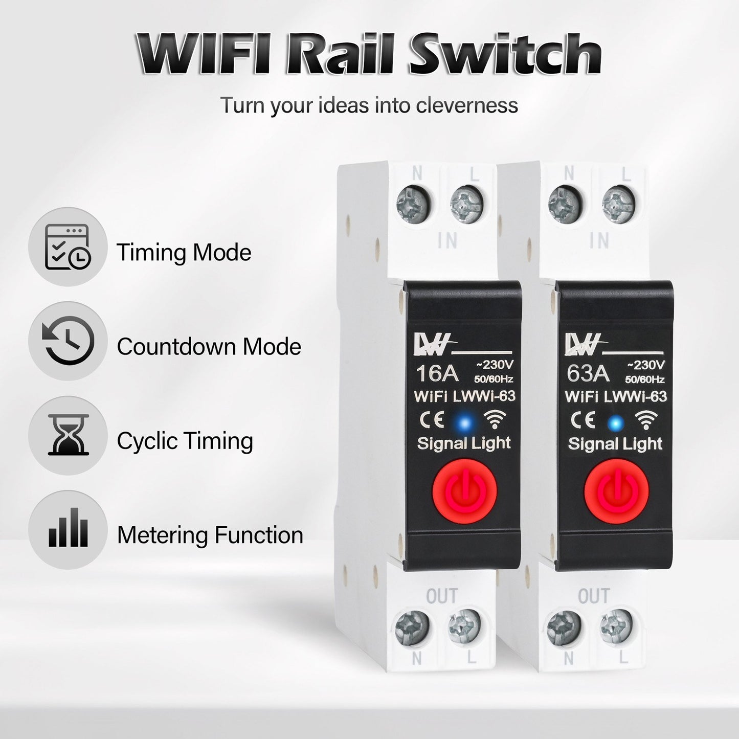 WiFi Smart Circuit Breaker with Energy Monitoring, Tuya App Remote Control, Alexa & Google Assistant Compatible, 16A