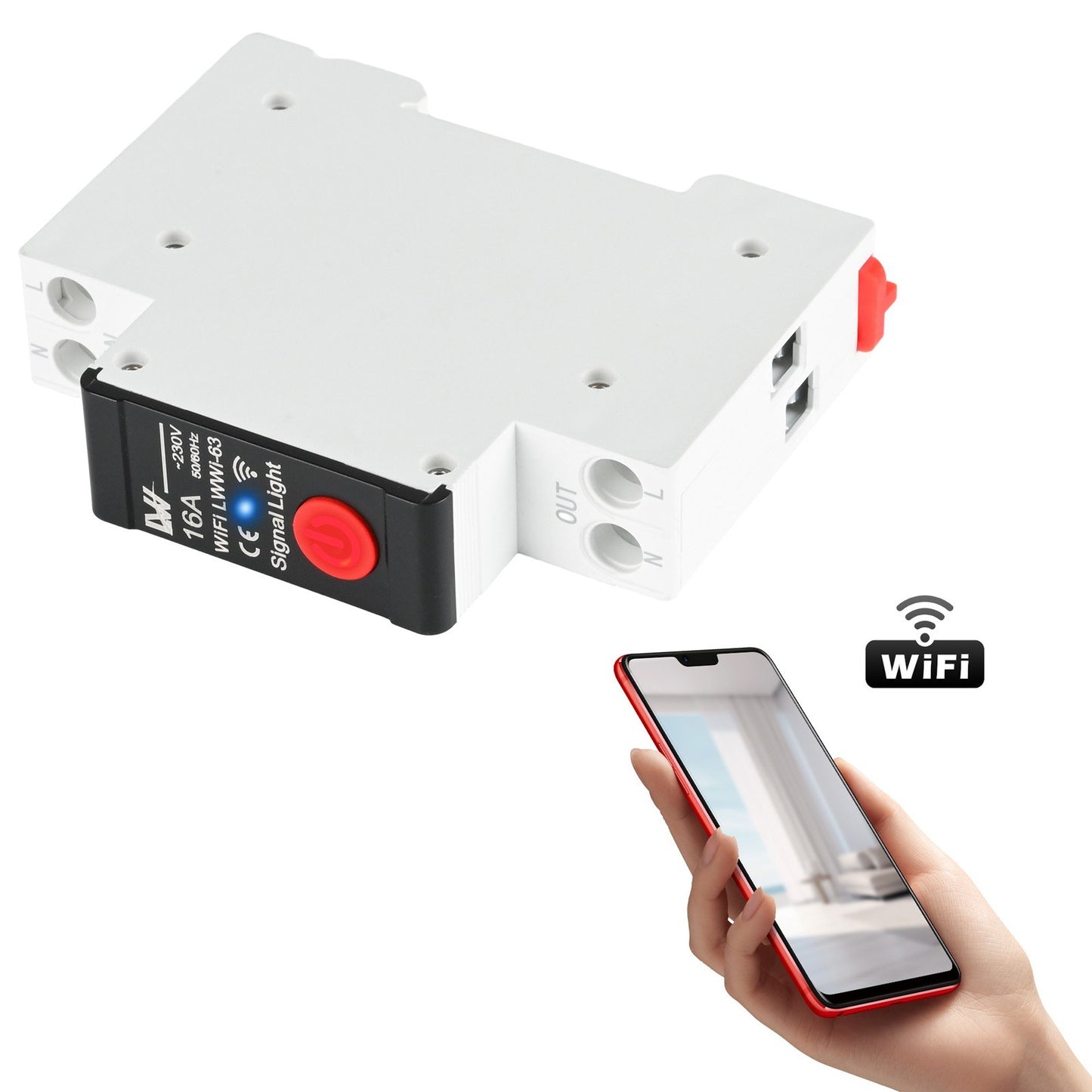 WiFi Smart Circuit Breaker with Energy Monitoring, Tuya App Remote Control, Alexa & Google Assistant Compatible, 16A