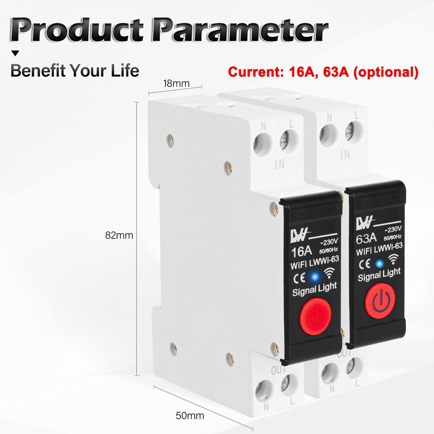 WiFi Smart Circuit Breaker with Energy Monitoring, Tuya App Remote Control, Alexa & Google Assistant Compatible, 16A