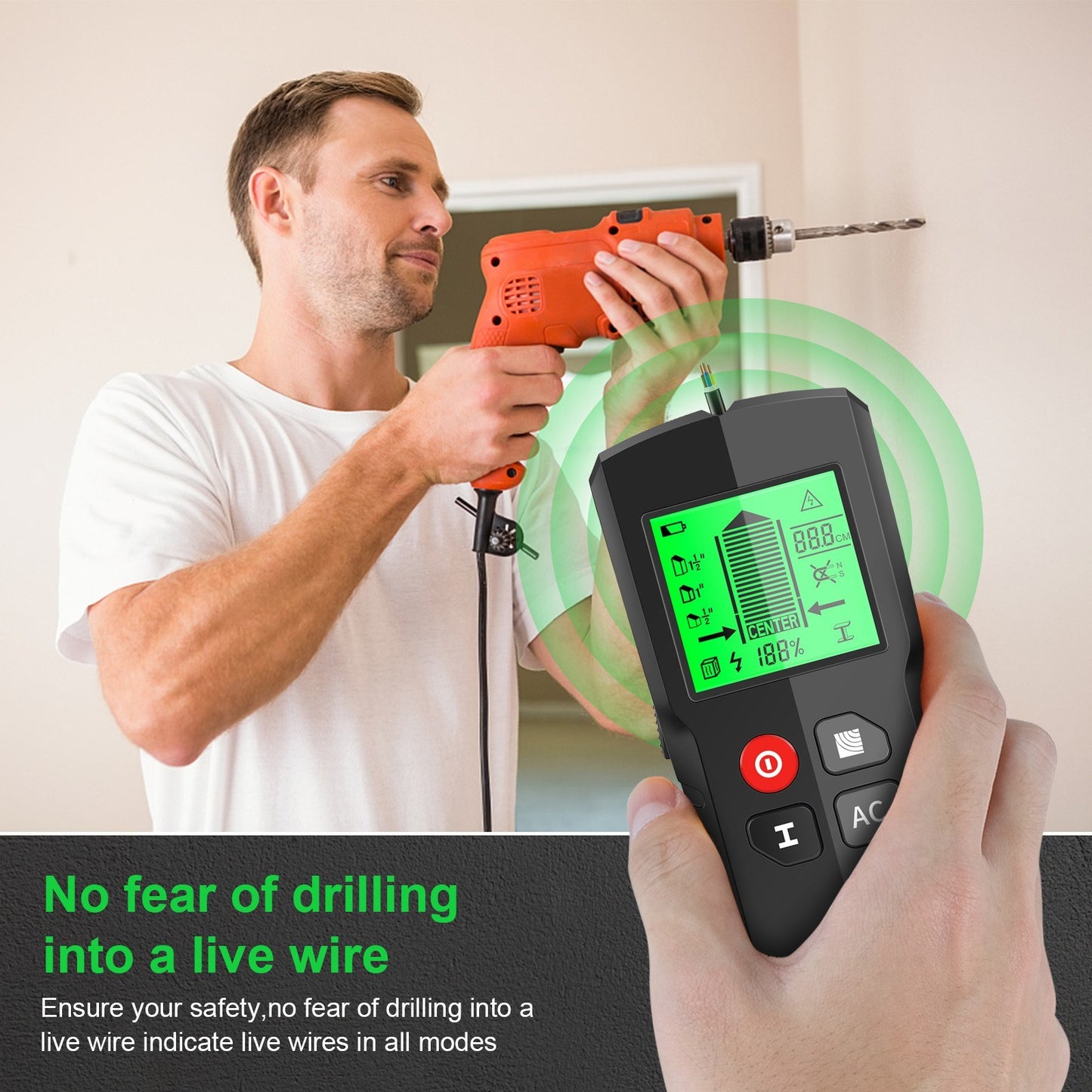 Digital Wall Detector: 5-Mode LCD Display for Stud, Metal, and AC Cable Scanning