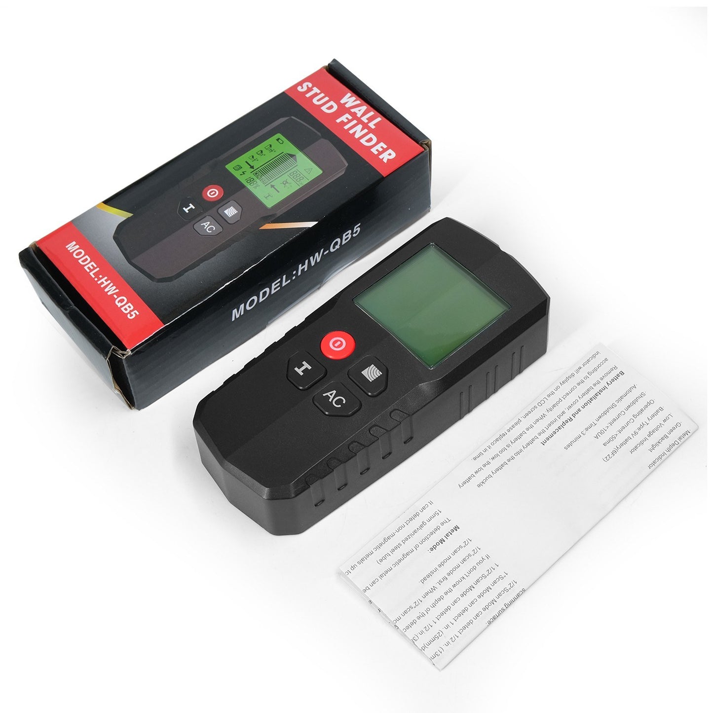 Digital Wall Detector: 5-Mode LCD Display for Stud, Metal, and AC Cable Scanning