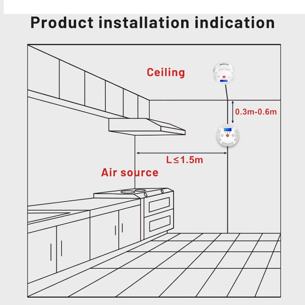 Portable WiFi CO Detector: Tuya Electrochemical Sensor, LCD Display, Sound & Light Alarm, Low Battery Alert