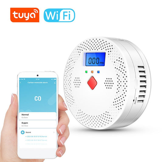 Portable WiFi CO Detector: Tuya Electrochemical Sensor, LCD Display, Sound & Light Alarm, Low Battery Alert