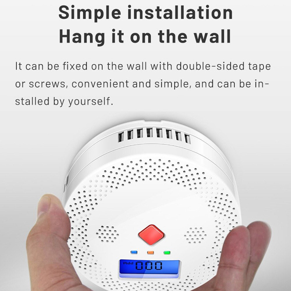 Portable WiFi CO Detector: Tuya Electrochemical Sensor, LCD Display, Sound & Light Alarm, Low Battery Alert