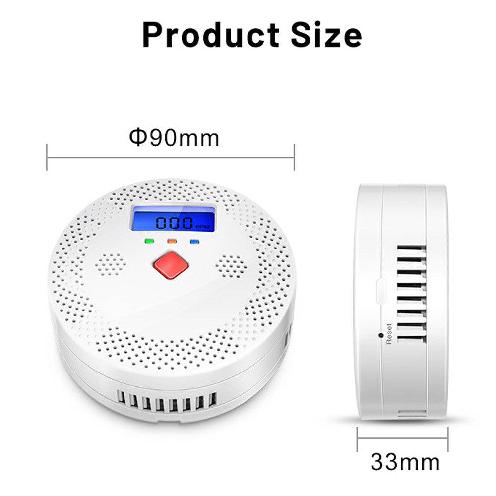 Portable WiFi CO Detector: Tuya Electrochemical Sensor, LCD Display, Sound & Light Alarm, Low Battery Alert