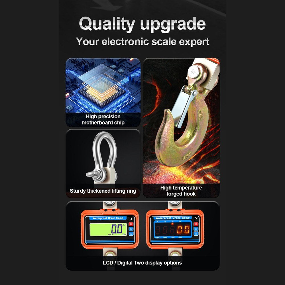 Waterproof Heavy Duty Digital Luggage Scale with Remote Controller - High Accuracy, Multifunctional Display, Hook Hung Design
