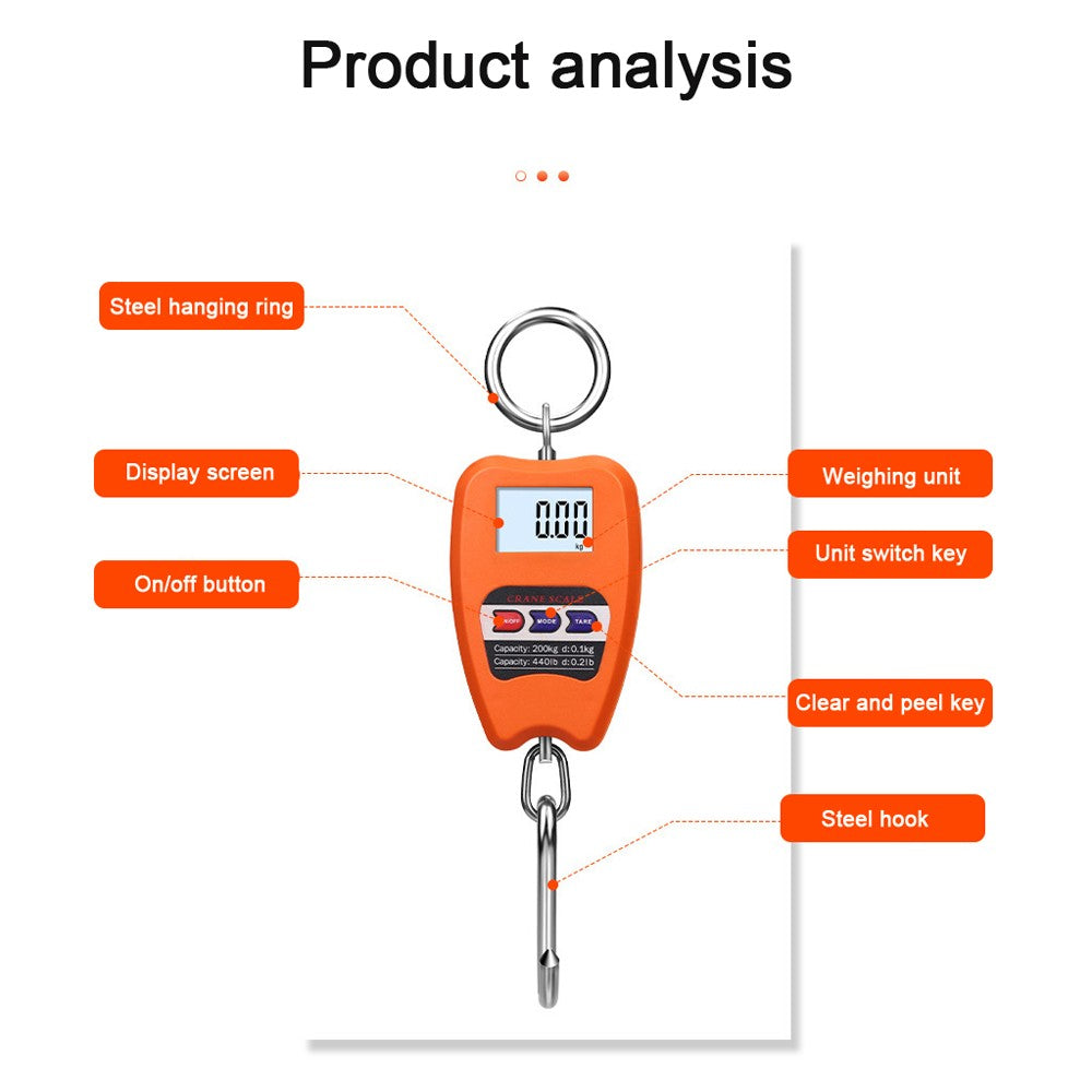 High Accuracy Portable Digital Luggage Scale with LCD Display and Hook