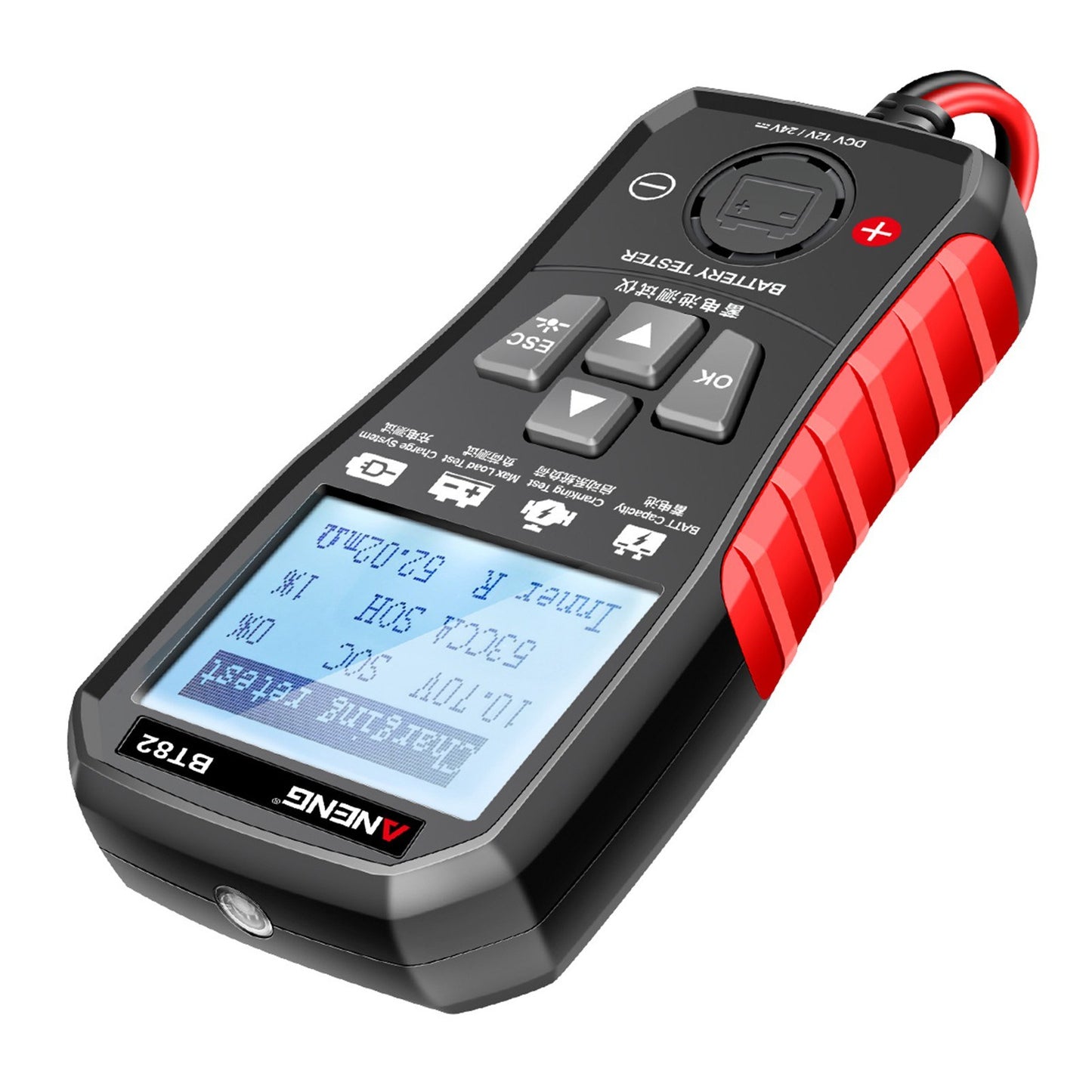 ANENG BT82 Car Battery Analyzer 12V/24V, Portable Digital Tester for Start, Load, and Charging Systems, Clear LCD Display, Auto/Motorcycle Fault Detector