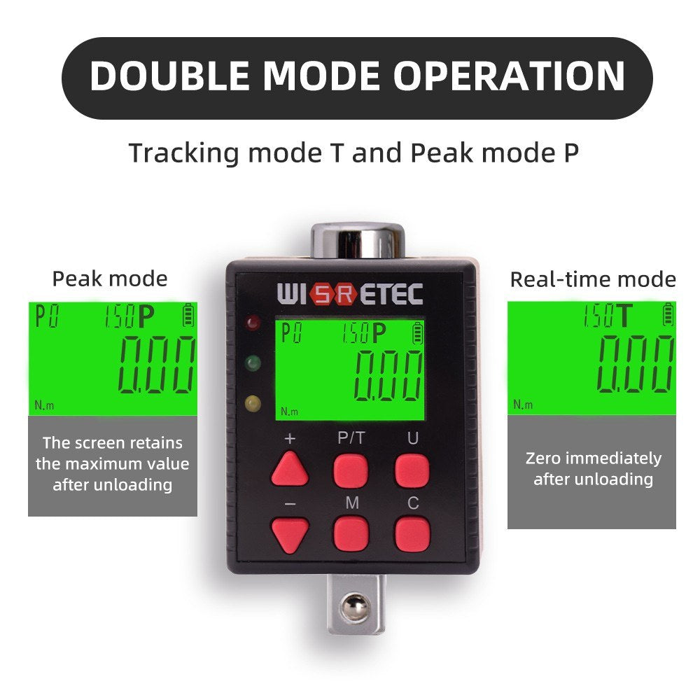 Digital Torque Wrench Tester: Backlit Display, Dual Modes, 5 Unit Settings, Buzzer & LED Indicator