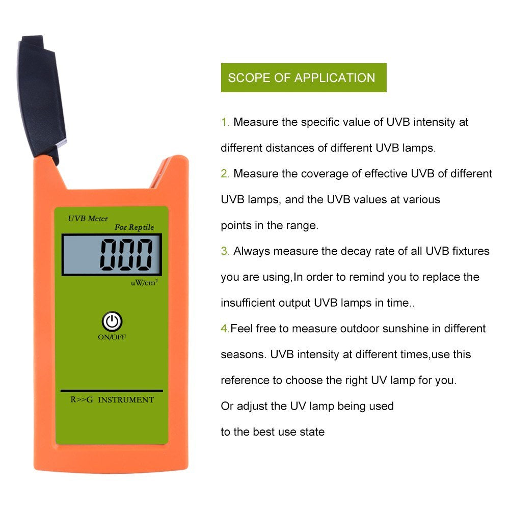 Digital High Accuracy UVB Meter with LCD Display for Reptiles - 0-1999 UW/cm² UVB Detector